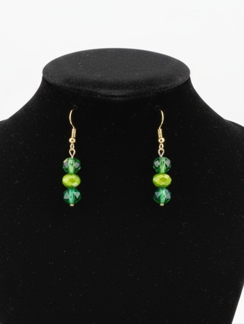 NWT Green Beaded Earrings with Gold Accents